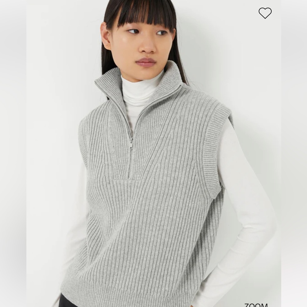 French Connection Lana Sleeveless Half Zip Sweater, Size M